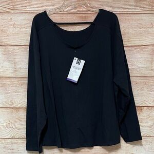 Member's Mark Women's Long Sleeve Active Tee‎ Size XXL Black Relaxed Fit